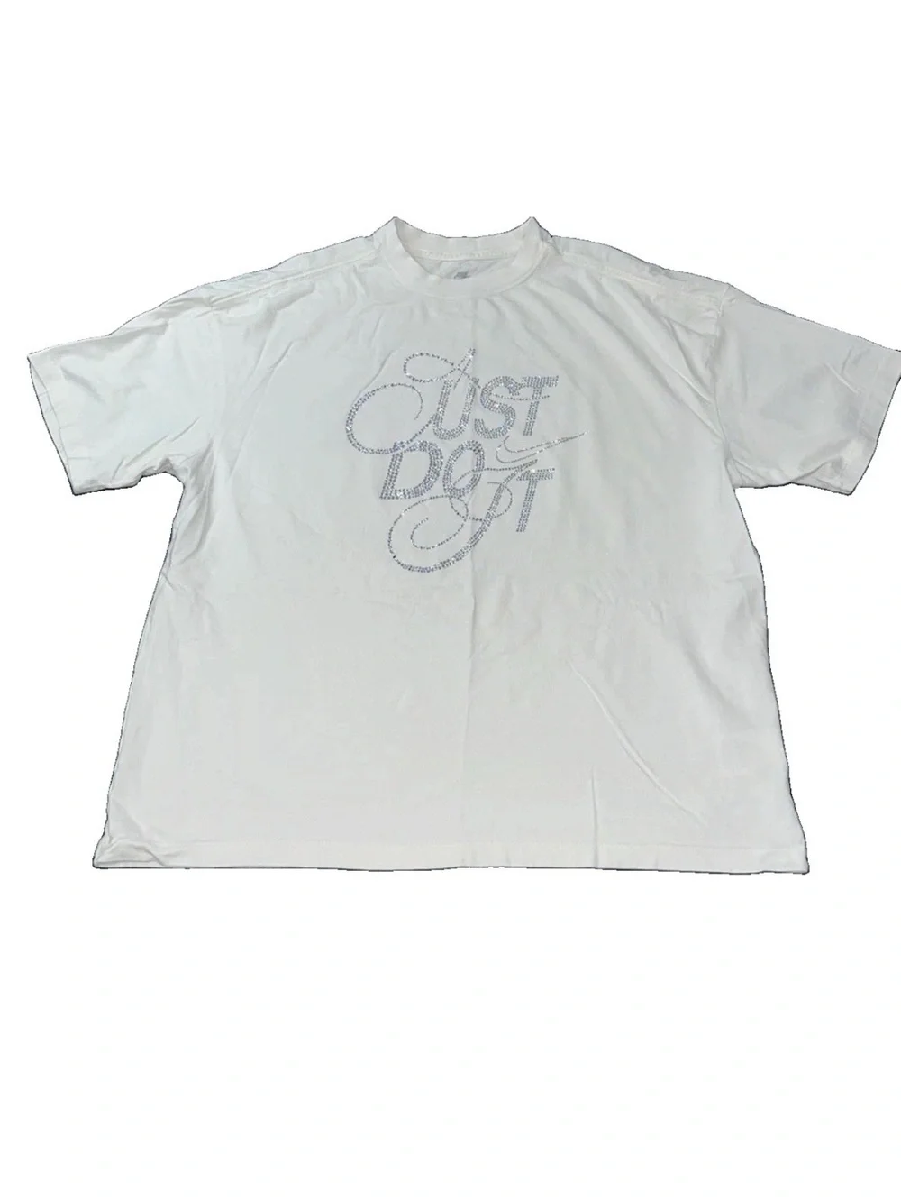 The Nike Tee Rhinestone Just Do It Oversized Large T-Shirt Bling Streetwear